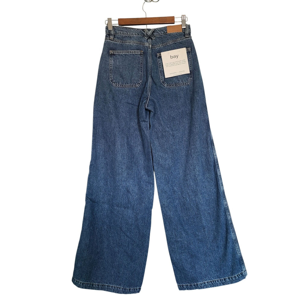 Seventy + Mochi Anthropologie Bay Wide Leg Jean Two Tone in Phoenix Size 26 NWT - Picture 5 of 7